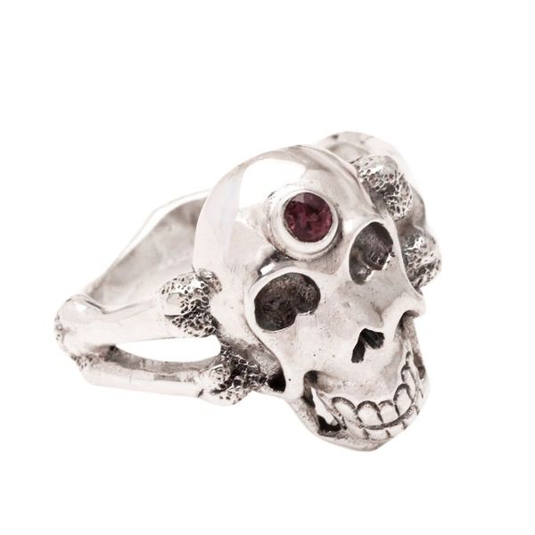 Alternate image for Mens Handcrafted Silver Skull RIng Pirates Jewel