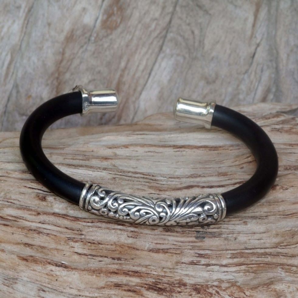 Sterling Silver Cuff Bracelet 'Frangipani'