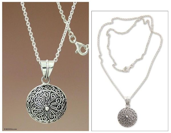 Alternate image for Handcrafted Sterling Silver Pendant Necklace Fern Flower Talisman
