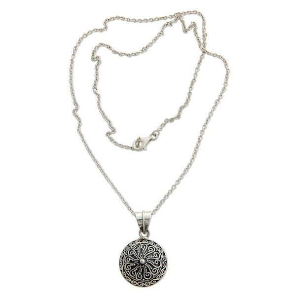 Alternate image for Handcrafted Sterling Silver Pendant Necklace Fern Flower Talisman