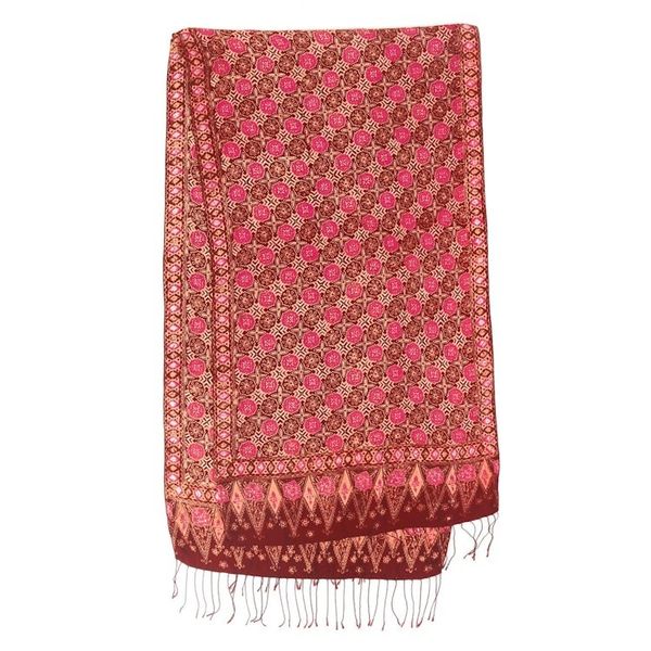 Alternate image for Red Silk Batik Shawl Wrap Java Crimson Court