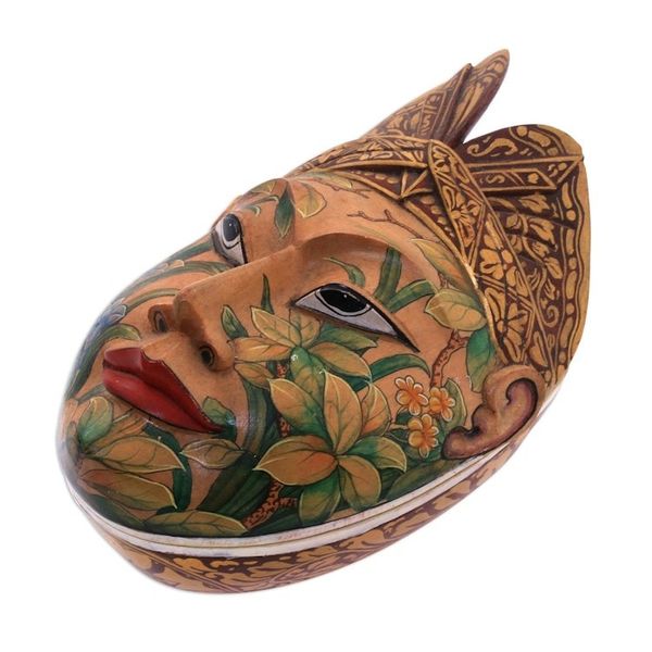 Alternate image for Wood jewelry box Flower Man of Bali