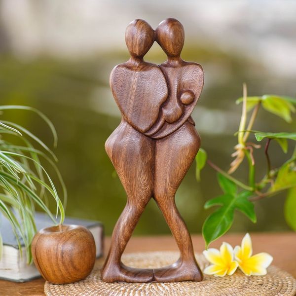 Alternate image for Suar Wood Sculpture Happy Family