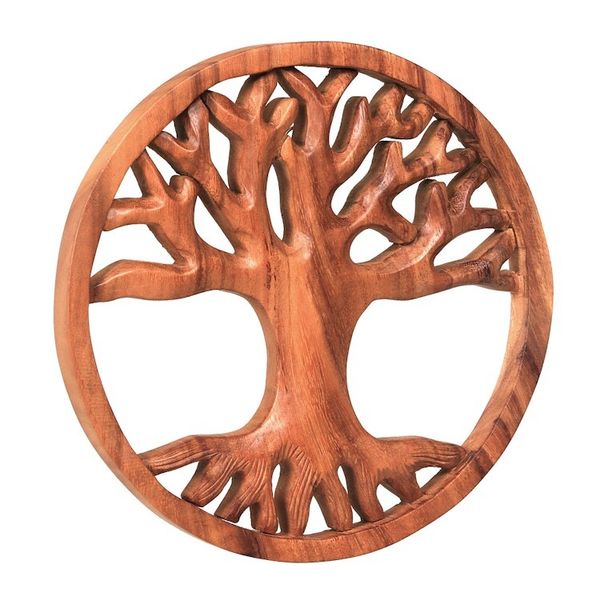 Alternate image for Modern Balinese Relief Panel Tree Theme Wall Sculpture Living Tree