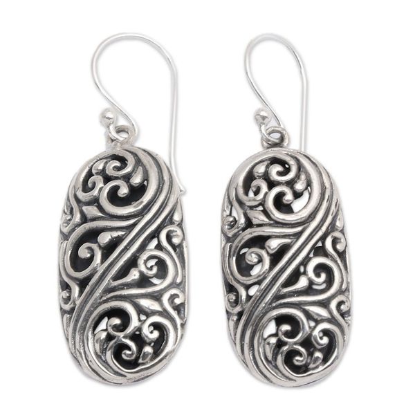 Alternate image for Balinese Sterling Silver Swirl Motif Dangle Earrings Forest of Vines