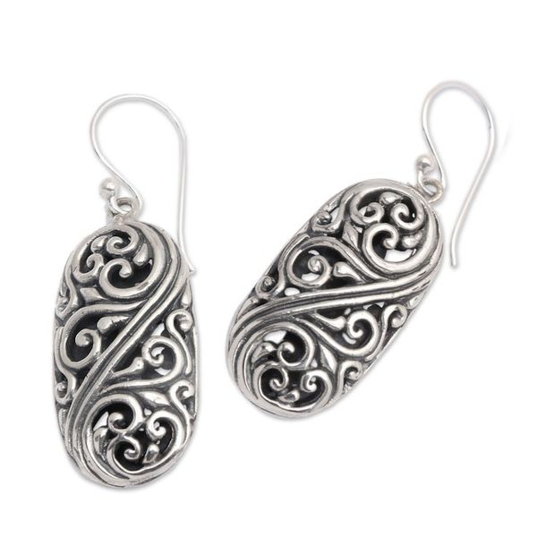 Alternate image for Balinese Sterling Silver Swirl Motif Dangle Earrings Forest of Vines