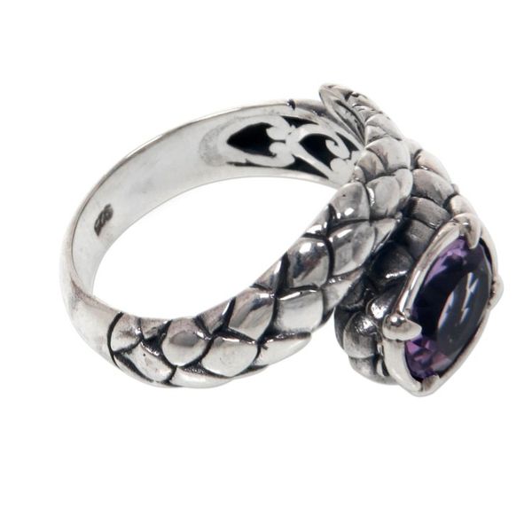 Alternate image for Amethyst and Sterling Silver Cocktail Ring with Snake Motif Snake Tail