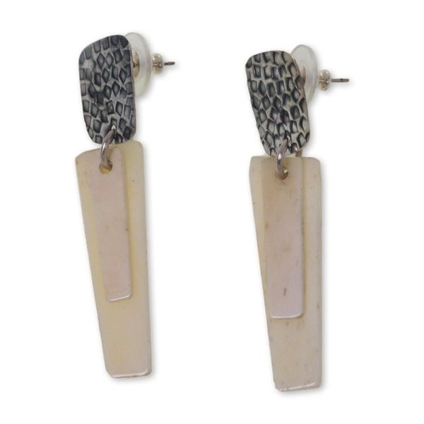 Alternate image for Sterling Silver and Black White Handcrafted Earrings White Dawn