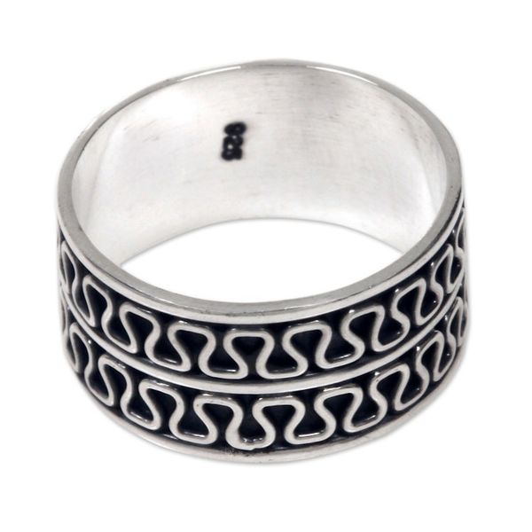 Alternate image for Mens Jewelry Sterling Silver Band Ring Artisan Crafted Ripple Tides