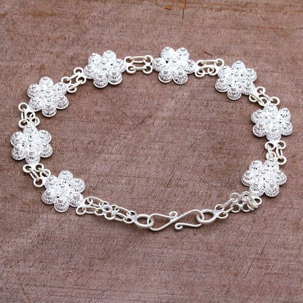 Alternate image for Artisan Crafted Sterling Silver Station Bracelet from Bali Seven Stupas