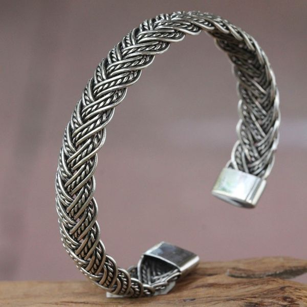 Alternate image for Balinese Braided Sterling Silver Cuff Bracelet In Braids