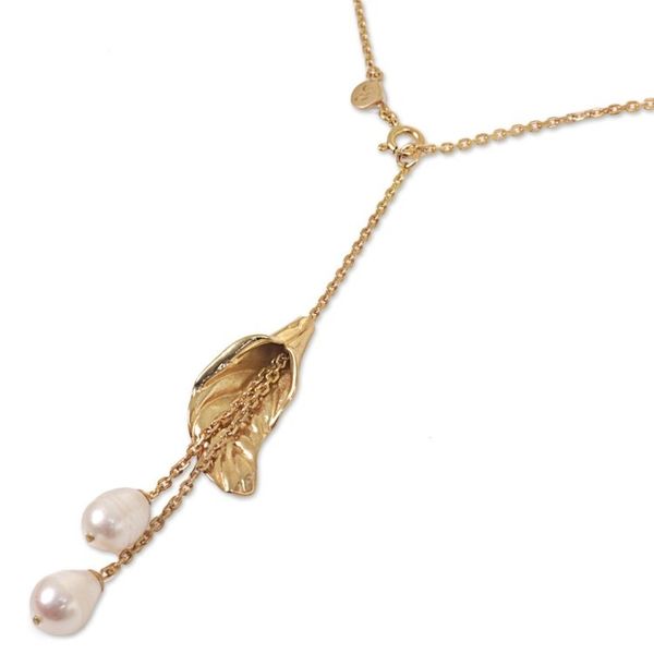 Alternate image for Gold Plated Sterling Silver Link Necklace Pearl Indonesia Moonlight Grapes