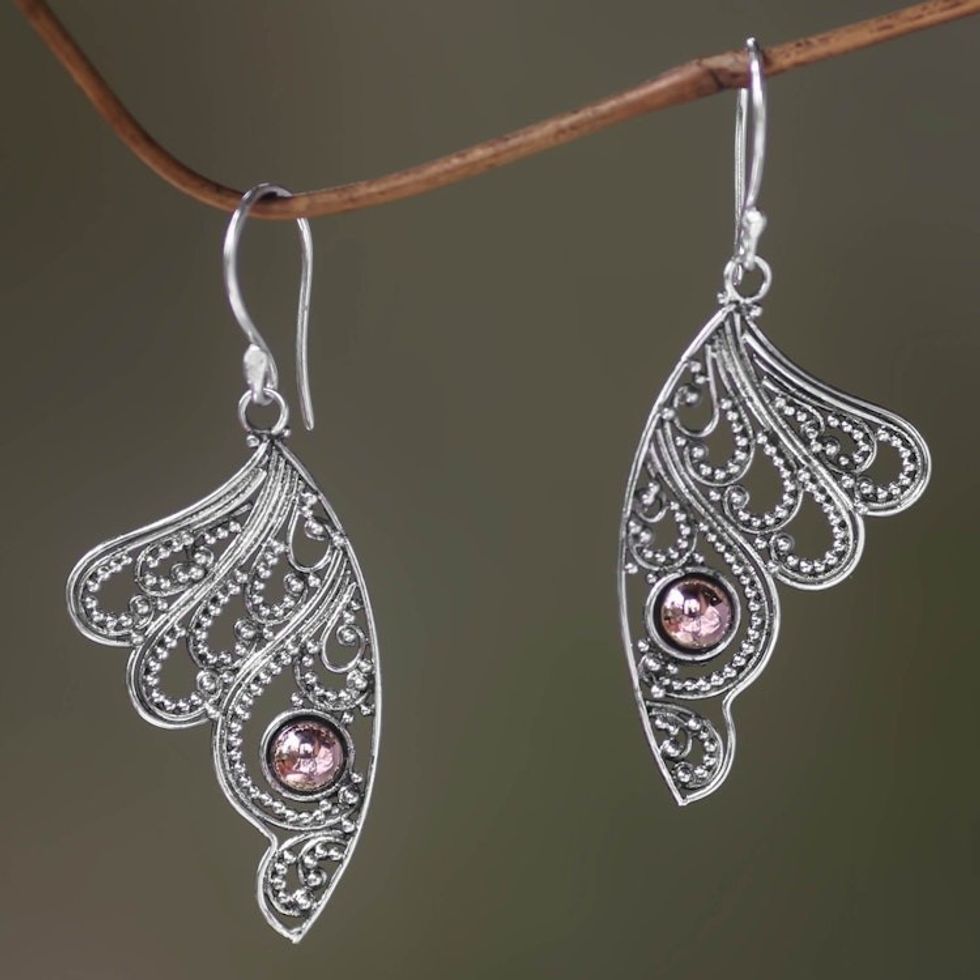 Sterling Silver Wing Earrings with 18k Gold Plated Accents 'Fairy's Flight'