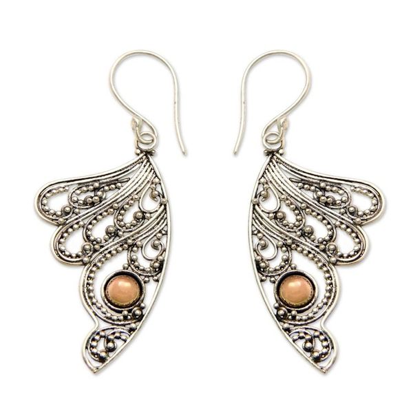 Alternate image for Sterling Silver Wing Earrings with 18k Gold Plated Accents Fairys Flight