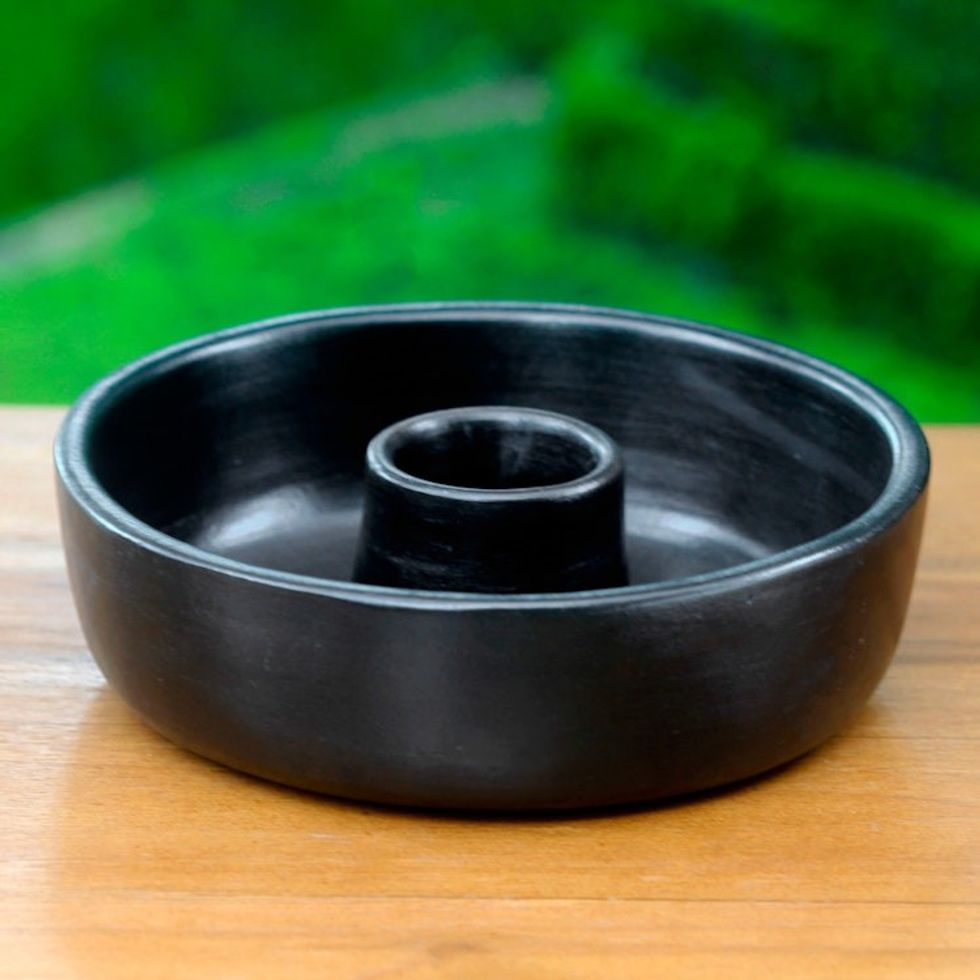 Black Terracotta Canape Dish from Indonesia 'Rinjani Black'