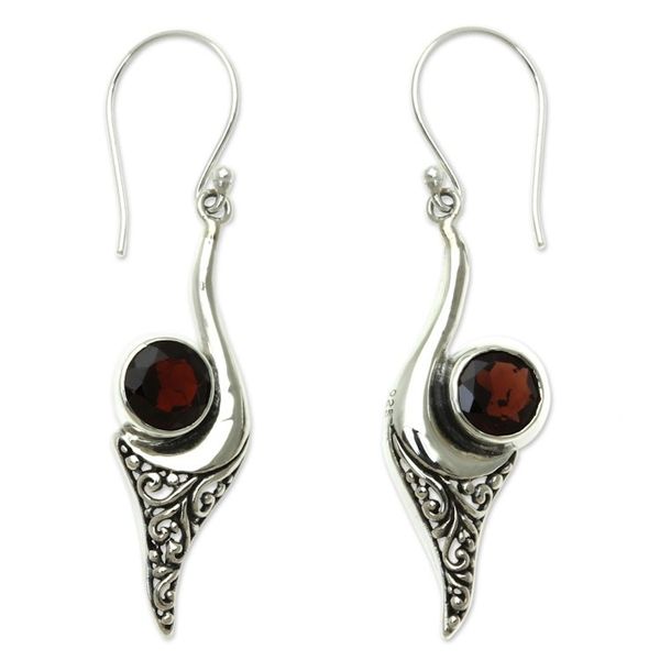 Alternate image for Bali Fair Trade Jewelry Sterling Silver and Garnet Earrings Treasure