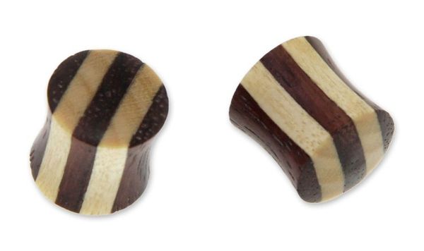 Alternate image for Teak ear plugs Natural Harlequin