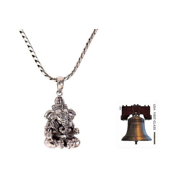 Alternate image for Balinese Hand Crafted Sterling Silver Hindu Pendant Necklace Lord Ganesha