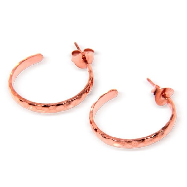 Alternate image for 18k Rose Gold Plated Sterling Silver Half Hoop Earrings Mosaic in Rose