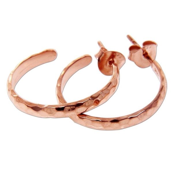 Alternate image for 18k Rose Gold Plated Sterling Silver Half Hoop Earrings Mosaic in Rose