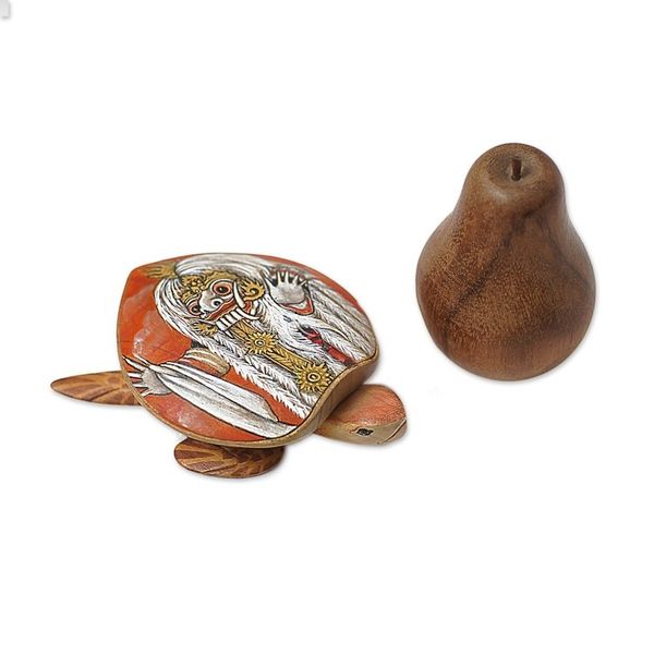 Alternate image for Turtle Shape Hand Painted Decorative Box from Bali Rangda Turtle