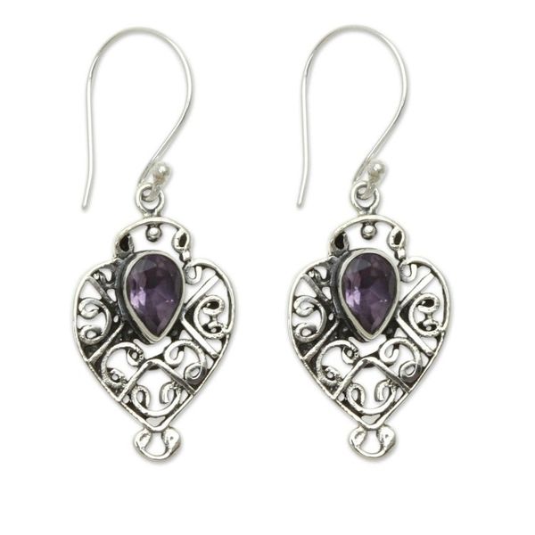 Alternate image for Earrings Handcrafted in Sterling Silver and Amethyst Hibiscus Dew