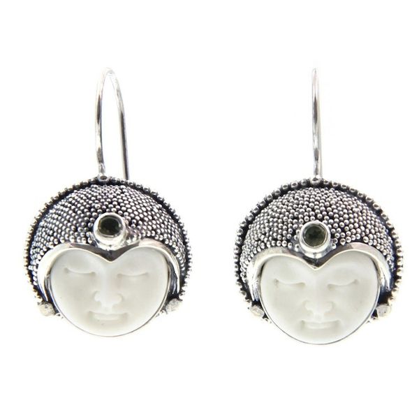 Alternate image for Artisan Crafted Sterling Silver and Bone Earrings Royal Lady