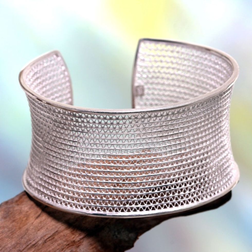 Balinese Silver Filigree Bracelet 'Infinite Moonbeams'