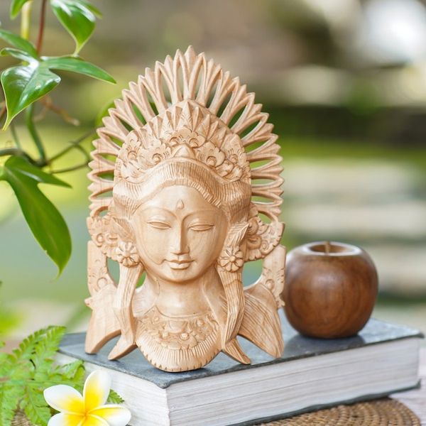 Alternate image for Balinese Janger Dancer Mask in Crocodile Wood Balinese Janger Dancer