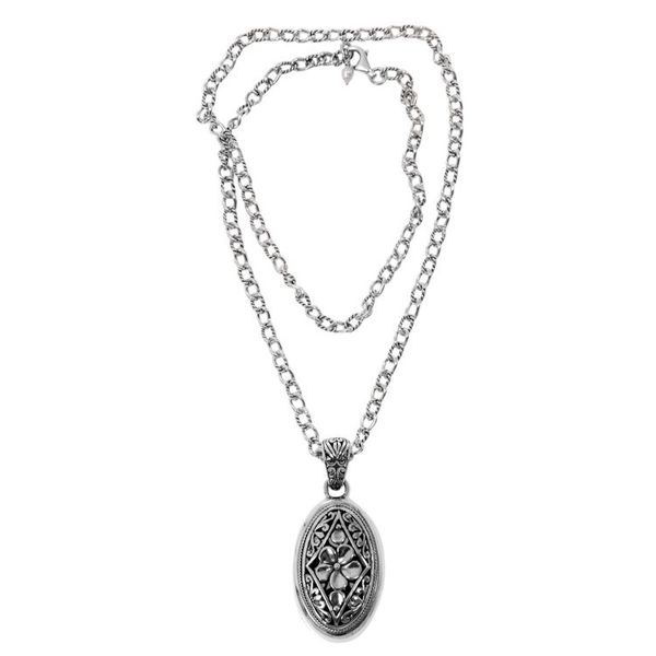 Alternate image for Sterling Silver Pendant necklace with Hibiscus Flower Motif Hibiscus Gate