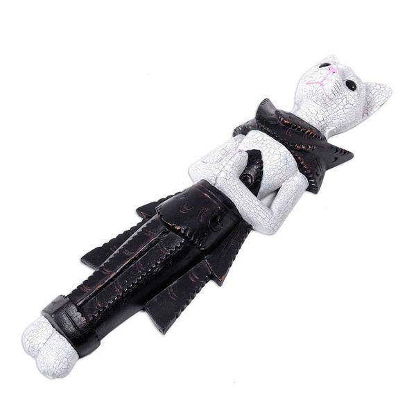 Alternate image for Wood Sculpture of a White Cat in Ancient Thai Dress White Palace Cat
