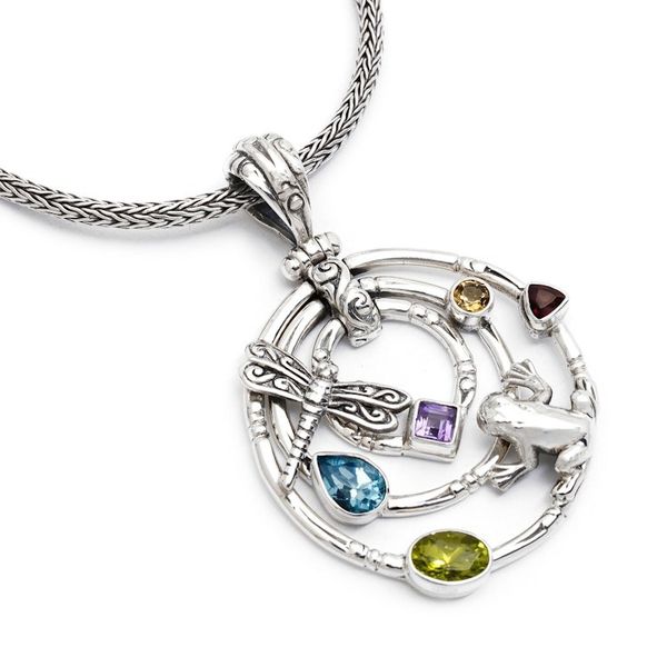Alternate image for Peridot and blue topaz pendant necklace Fantasy Garden