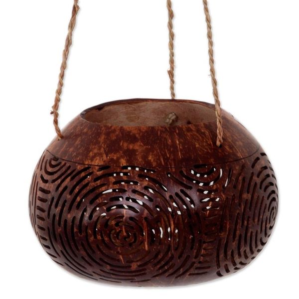 Alternate image for Hand Made Coconut Shell Decorative Accent Circle Indonesia Morning Bliss