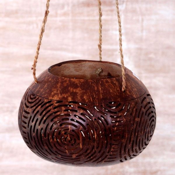 Alternate image for Hand Made Coconut Shell Decorative Accent Circle Indonesia Morning Bliss