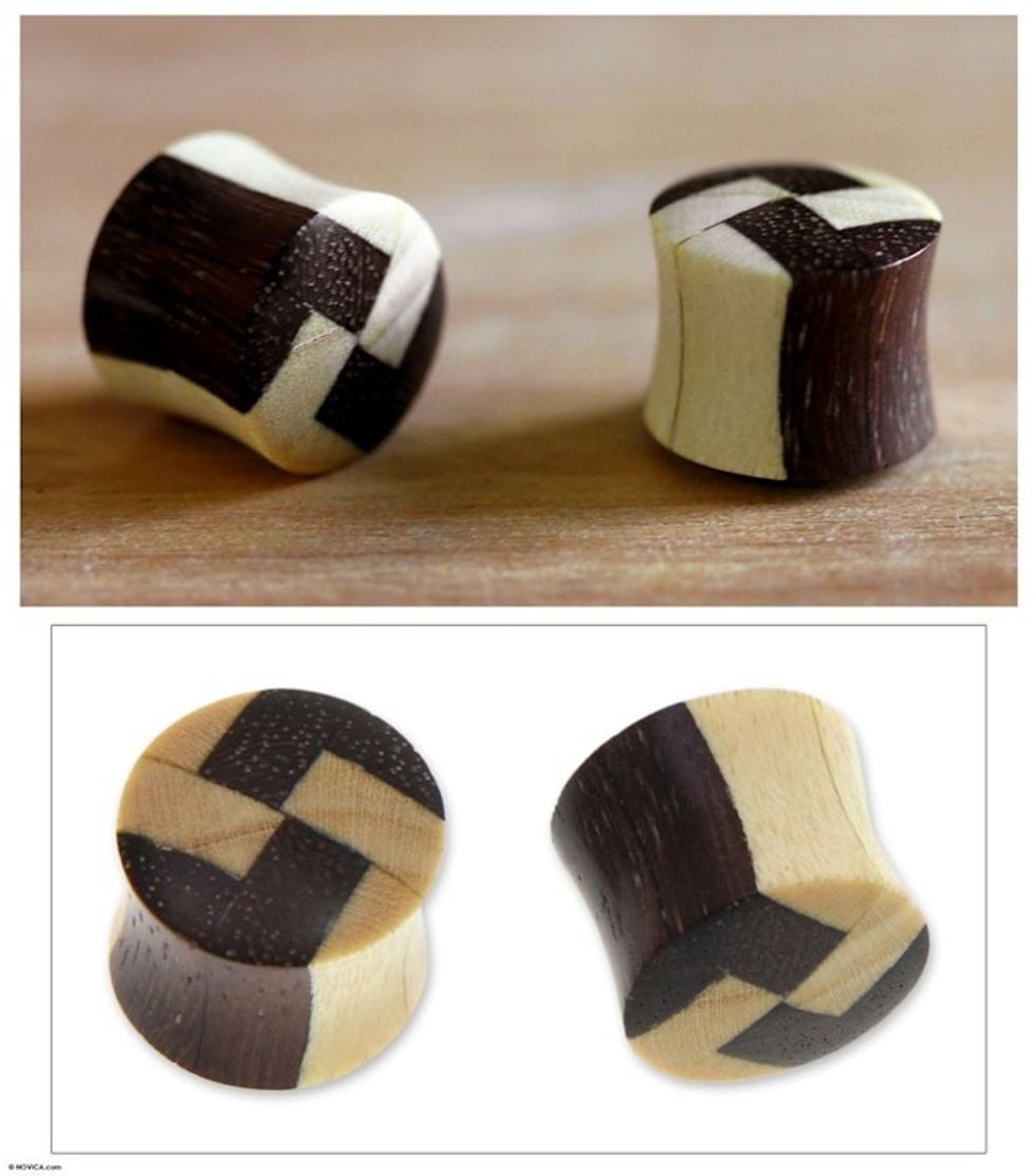 Wood ear plugs 'Mosaic'