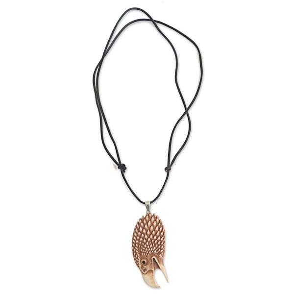 Alternate image for Hand Made Bone Pendant Necklace Eagle Head from Indonesia Fierce Eagle