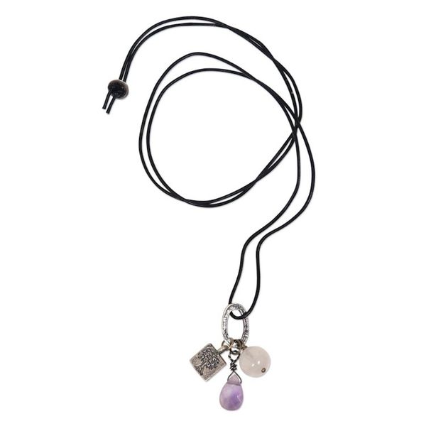 Alternate image for Hand Crafted Sterling Silver and Gemstone Charm Necklace Banyan Tree