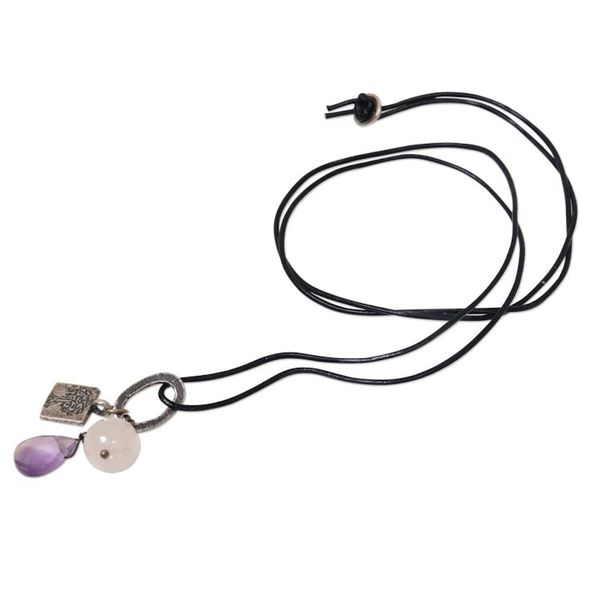 Alternate image for Hand Crafted Sterling Silver and Gemstone Charm Necklace Banyan Tree