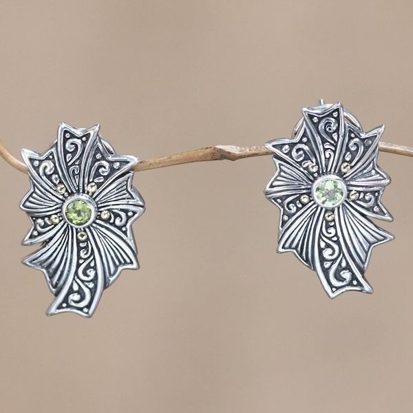 Alternate image for Gold accent peridot button earrings Gracious Lady