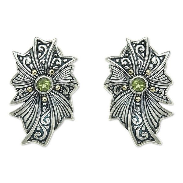 Alternate image for Gold accent peridot button earrings Gracious Lady