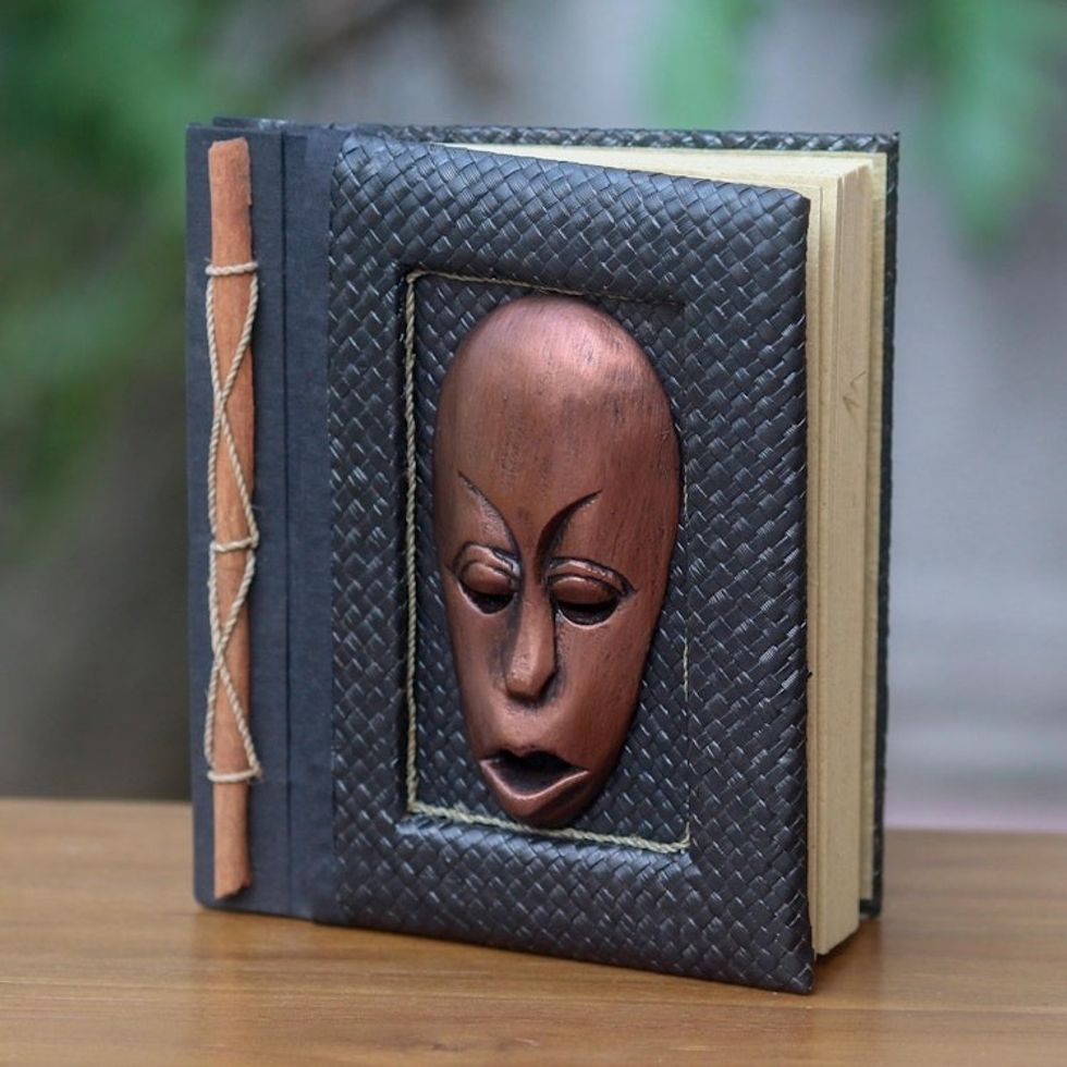 50-page Rice Paper Journal with Natural Fiber Cover 'Bronze Guardian'