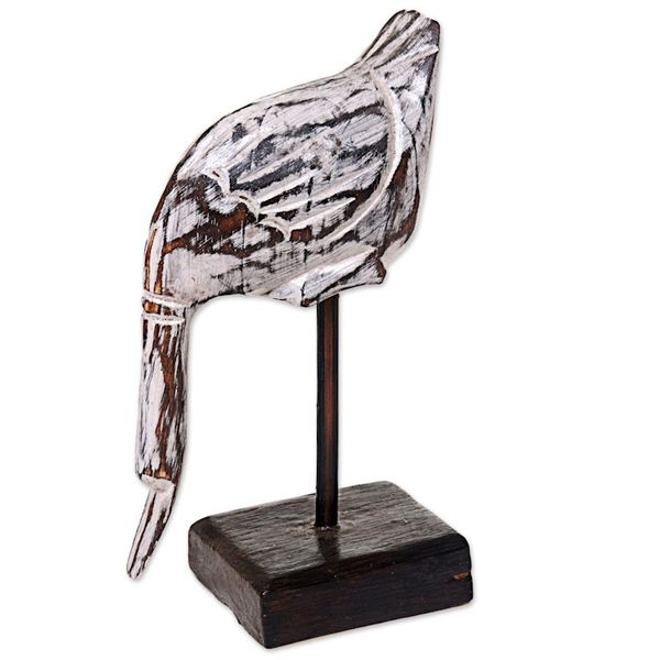 Alternate image for Hand Carved Wood Sculpture of a White Duck from Indonesia The Duck