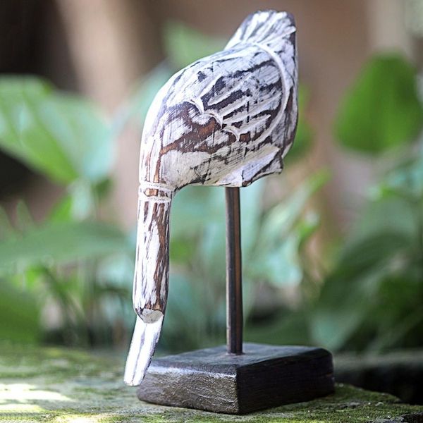 Alternate image for Hand Carved Wood Sculpture of a White Duck from Indonesia The Duck