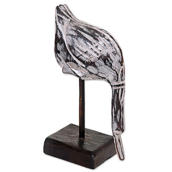 Alternate image for Hand Carved Wood Sculpture of a White Duck from Indonesia The Duck