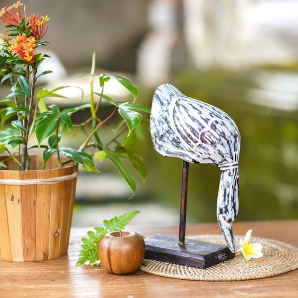 Alternate image for Hand Carved Wood Sculpture of a White Duck from Indonesia The Duck