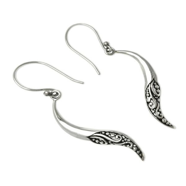 Alternate image for Hand Made Sterling Silver Dangle Earrings Balinese Chili Pepper