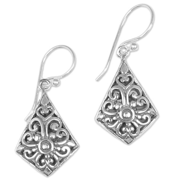 Alternate image for Sterling Silver Kite Shaped Dangle Earrings from Indonesia Bali Kites