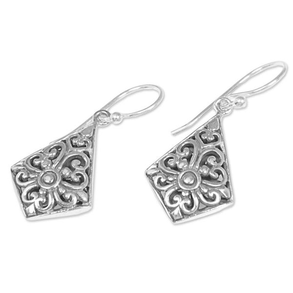 Alternate image for Sterling Silver Kite Shaped Dangle Earrings from Indonesia Bali Kites