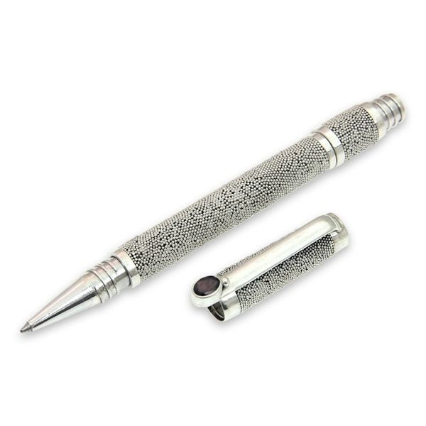 Alternate image for Handmade Sterling Silver 925 and Garnet Ballpoint Pen Sand and Sea