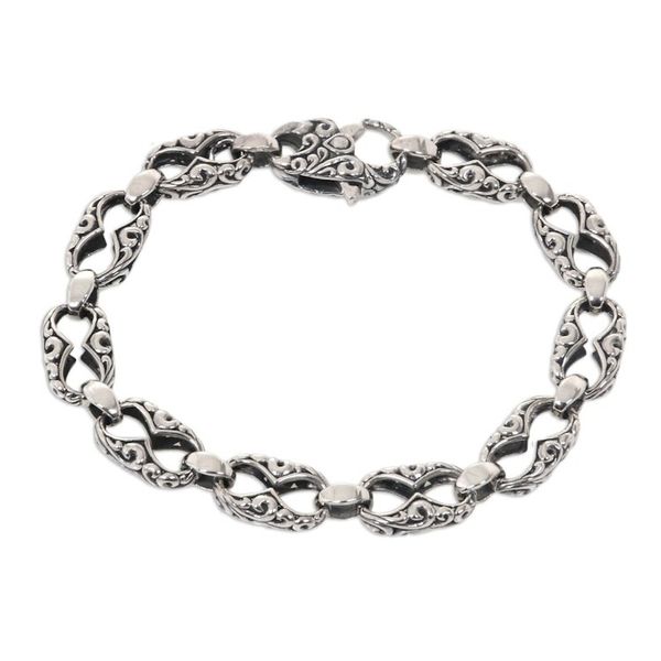 Alternate image for Hand Engraved Sterling Silver Link Bracelet from Bali Fern Connection